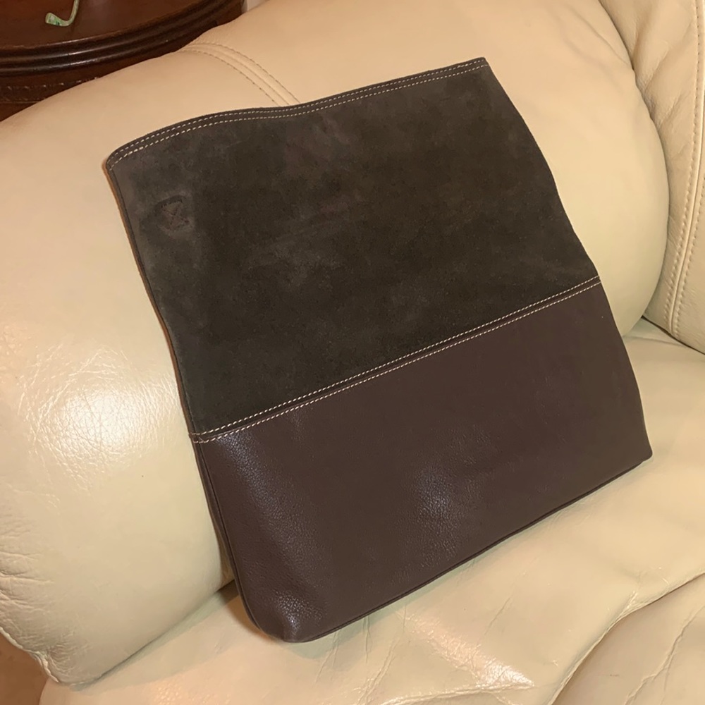 Levenger leather suede crossbody/clutch combo bag